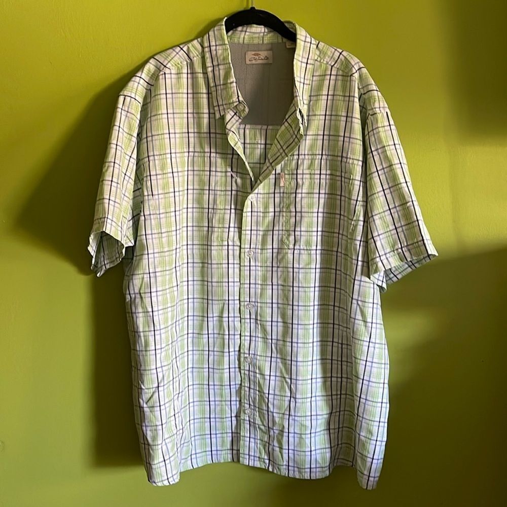 Bob Timberlake Men's Green Plaid Boating Fishing Shirt Size 2XL